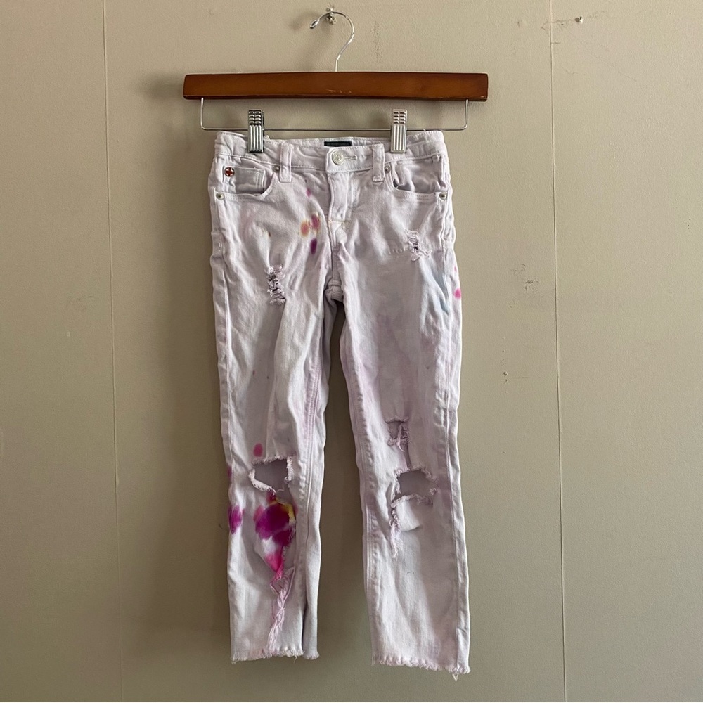 Hudson White Tie Dyed Distressed Jeans
